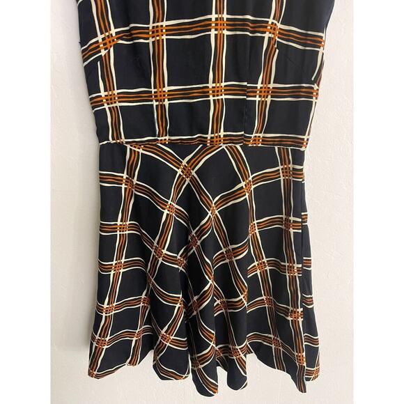 Louche Anthropologie XS Dress Windowpane Plaid Sleeveless Navy Blue Mini Preppy - Picture 4 of 7